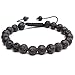 Top Plaza Lava Rock Agate Onyx Tiger Eye Stone Gemstone Bead Healing Power Bracelet W/Adjustable Braided Macrame Tassels(Lava Rock Stone Diffuser)