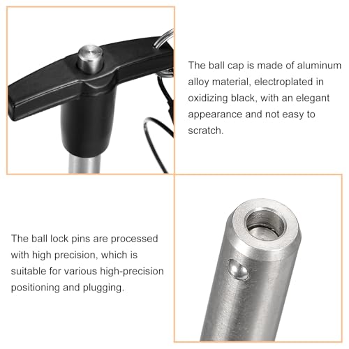 QUARKZMAN T Griff Kugelsperrbolzen 1 Stück 9.5mm Pin Durchm. 100mm Verwendung Länge T Griff Sicherungsstifte Edelstahl Druckschalter Schnellverschluss Stift mit Schlüsselband Kabel