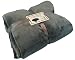 FASCIINO Super Soft Plush Velour Mink Borrego Blanket Throw Queen or Full Size Bed (Gray)