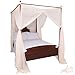 Just Relax Four Corner Post Decorative Elegant Bed Net Canopy Set, Beige, Full/Queen/King, 86.6x78.7x98.4 Inches