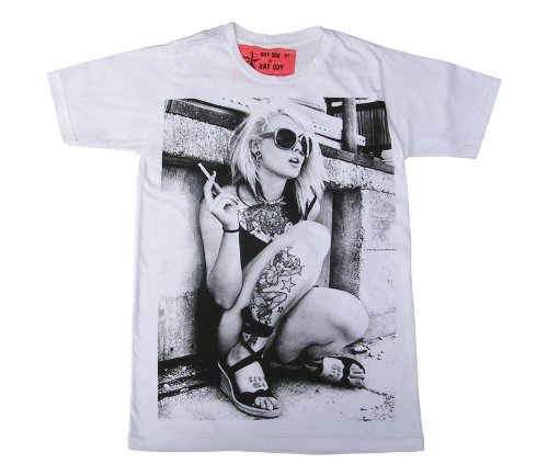 Zip Zap Zooom Mens Retro Punk Rock Pop Sexy Manga Vintage T-Shirt New - Large White