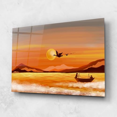 ARTHUB® Quadro in vetro 60x80 cm, 4mm temperato | Quadri moderni in vetro per soggiorno e camera da letto, decorazione da parete, arredamento d'interni, Paesaggi, 20988