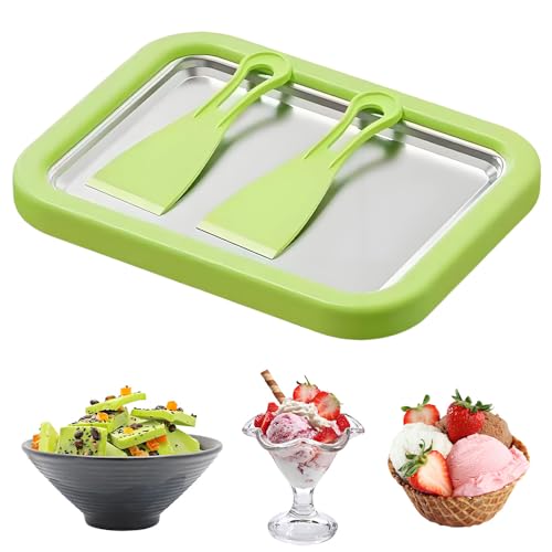 SKJJM Eiscreme Roller Maker Pan Eisplatte Zum Eis Machen mit 2 Spateln Rolled Ice Cream Maker DIY Rolleismaschiene für Hausgemachte Gerollte Eiscreme Gefrorener Joghurt Gelato