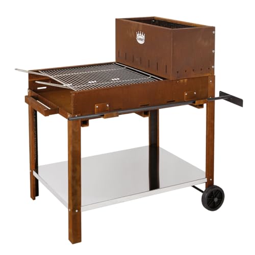 Barbecue a legna in acciaio Corten per Serial Griller, Flipper con griglia in acciaio Inox, Super Flipper con accessori (Super Flipper (Area Cottura 60 x 53 cm))