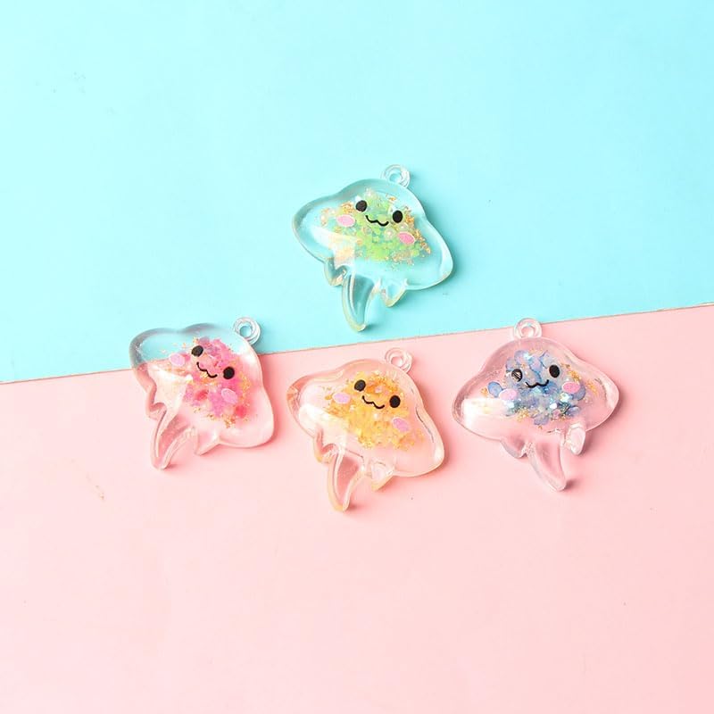 30PC Acrylic Glow-in-the-Dark Jellyfish Charms – Pendant Set for Jewelry Making Necklaces Earrings Keychains - Image 4