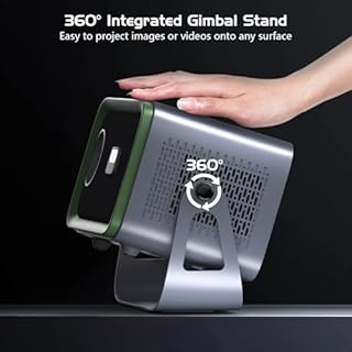 【Auto Focus/Keystone】4K Projector with WiFi and Bluetooth, 360° Rotating Movie Projector, Portable Projector with 200 ANSI, Outdoor Projector for Phone/PC/TV Stick/DVD/USB/HDMI