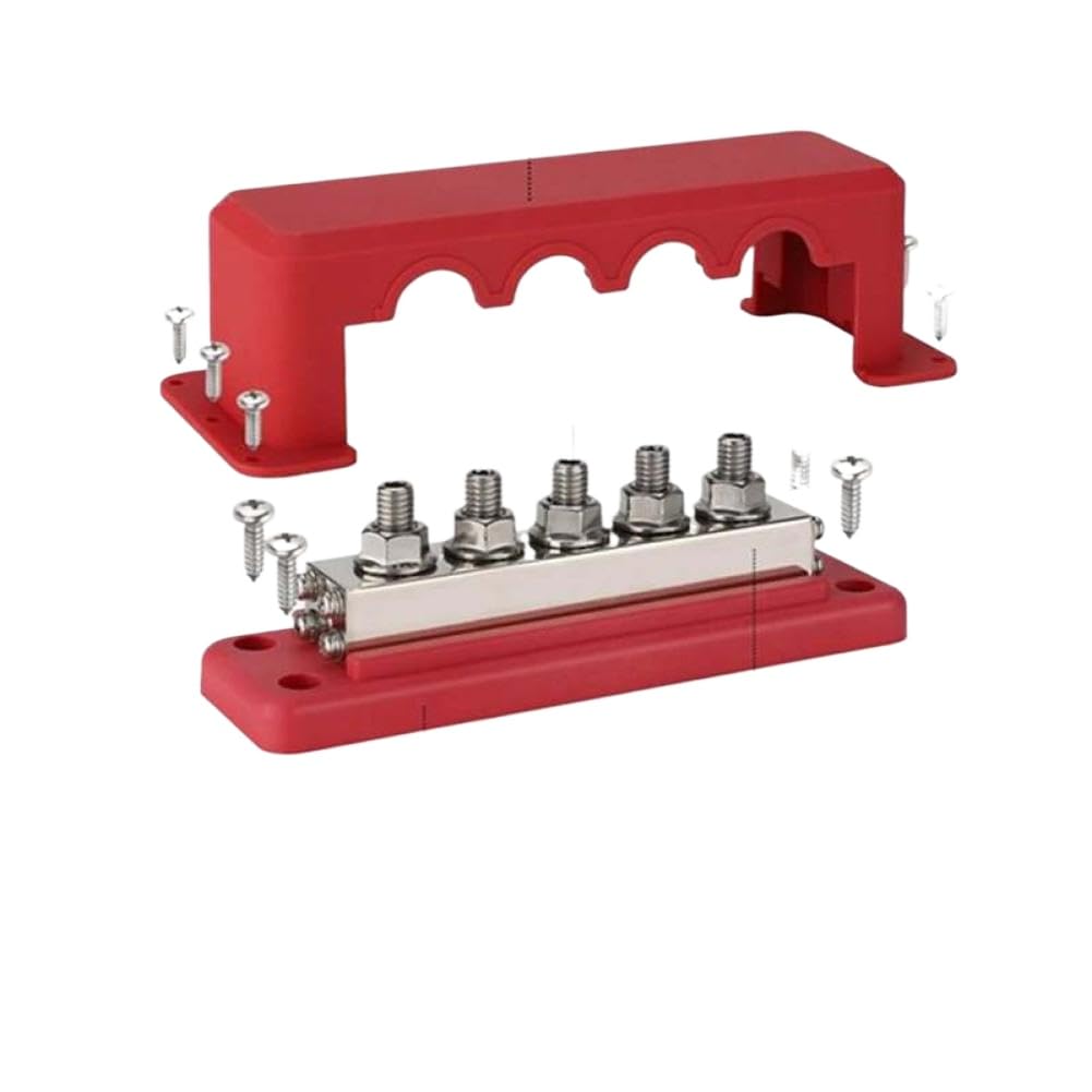 Bloc de distribution d'alimentation 600 A M10 Goujons DC positif négatif compatible avec bateau, voiture, camping-car, bus