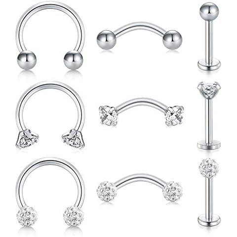 LAURITAMI 9Pcs Surgical Steel Piercing Set Cover