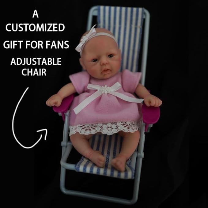 MYREBABY 17,8 cm Miniatur Reborn Babypuppe Silikon Neugeborenes Baby-Mädchen Puppe – Bild 5