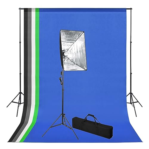 LAPOOH Fotostudio-Set mit Hintergrund und Softbox-Leuchte, Fotostudio Set, Fotohintergrund, Hintergrund Fotostudio, Foto Hintergrundsystem, Fotohintergrund Set,