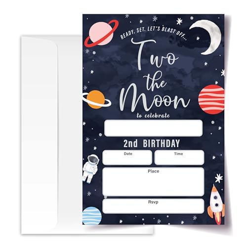 Invitaciones de 2º cumpleaños galaxia con sobres pack de 20 tarjetas espaciales de 4x6 pulgadas