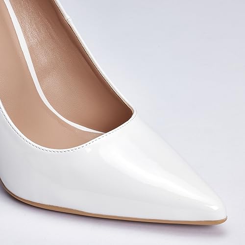 Elisabet Tang Women Pumps, Pointed Toe High Heel 4.7 inch/12cm Party Stiletto Heels Shoes White 11