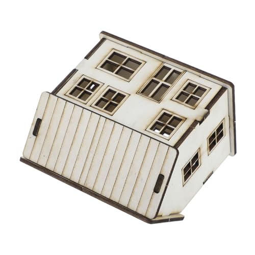Parliky Maison Miniature Bois Décorative pour Village de Noël Modèle Prêt à Emploi Maison Bois Lisse sans Bavure Accessoire Réaliste pour Scène Miniature Festive Unique Beige