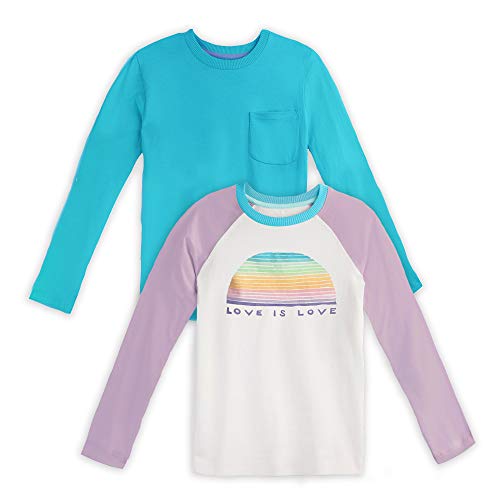 Image of Mightly Boys and Girls' Long Sleeve Raglan Shirt | Organic Cotton, Colorful Casual Stylish Clothes, Soft&Fresh Crew Neck Tee
