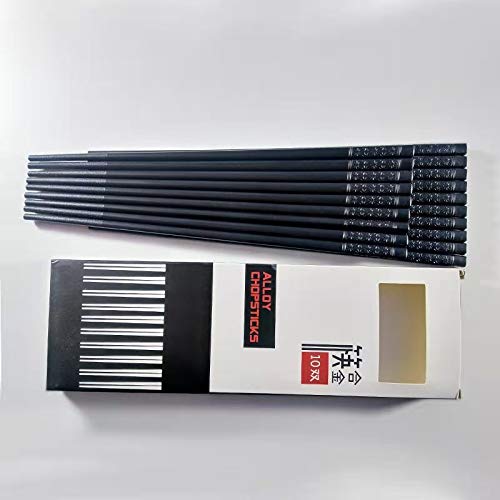 10 Pairs Fiberglass Alloy Chopsticks - Reusable Chopsticks Dishwasher Safe, Non Slip,Chinese,Japanese,Korean Chopsticks, 9 1/2 inches - BLACK