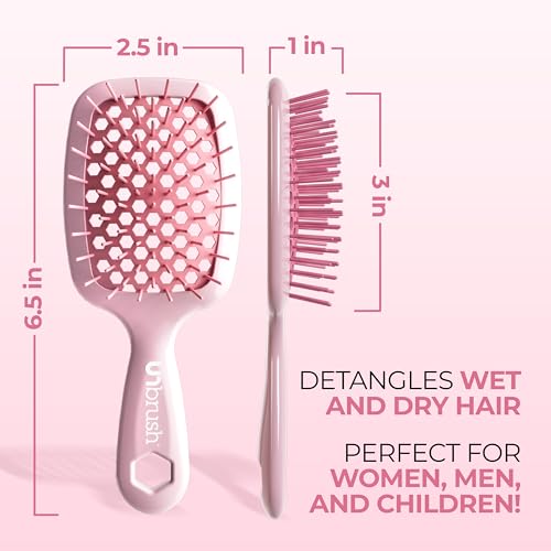 Image of FHI Heat UNbrush Mini Detangler Brush for Pain-Free Brushing on All Wet or Dry Hair Types - Durable Duoflex Anti-Static Bristles, Lightweight Handle, Vented Mini Hair Brush
