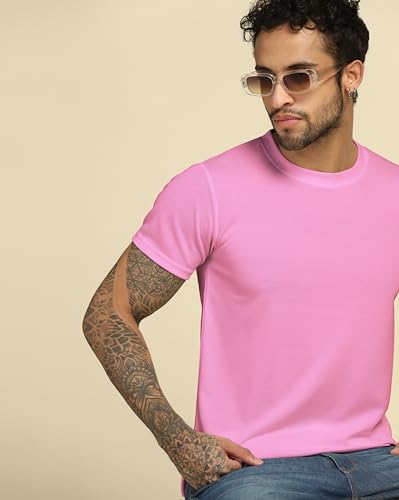 Image of VastraVibes Cotton Regular Fit T-Shirt Round Neck Casual Mens Plain Tshirt
