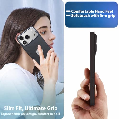 Image of LIRAMARK Rugged Carbon Fibre TPU Armor Silicone Back Cover Case for iPhone 17 Pro