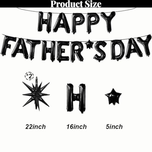Happy Fathers Day Balloons Banner Black Fathers Day Balloons for Fathers Day Decorations Supplies by PRELITER - Used condition - Image 2