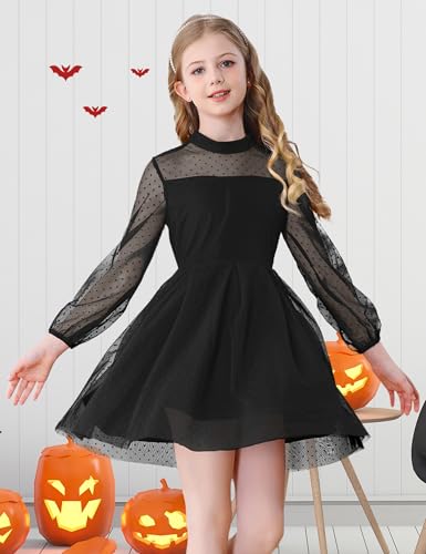 Durio Long Sleeve Dresses Polka Dots Mesh High Waist Dresses Fall Dresses for Special Occasion Spring Dresses3