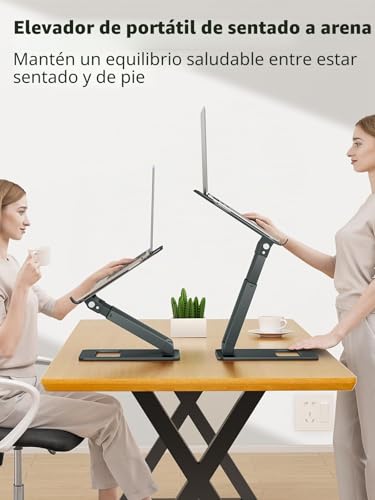 Miniatura 2 de Tounee Soporte Pc Portátil, Soporte Ergonómico Para Computadora, Altura Ajustable De 2.1 A 21 , Hasta 22 Libras, Compatible Con Macbook, Todas Las Computadoras Portátiles De 10-17 Pulgadas, Gris