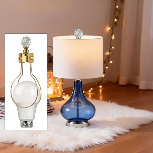 Glveaoui 2Pcs Lamp Shade Light Bulb Clip Adapter Kit,Lampshade Gold Holder Adapter with Crystals Top Finial, No Harp Required, Clip on Bulb, DIY Replacement Table & Floor Light Metal Parts by Glveaoui - Image 4