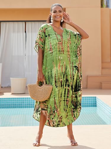 Image of Kaftan Dresses for Women Plus Size Bathing Suit Cover up Caftan Maxi Beach Dresses