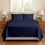 Sleeper Sofa 4 Piece Bed Sheet Set Premium Quality 100% Cotton 500 Thread Count, Smooth & Super Soft Sateen Weave, Extra Soft Bed Sheets, Wrinkle Free, 6 Inch Deep Pocket (Full, Navy)