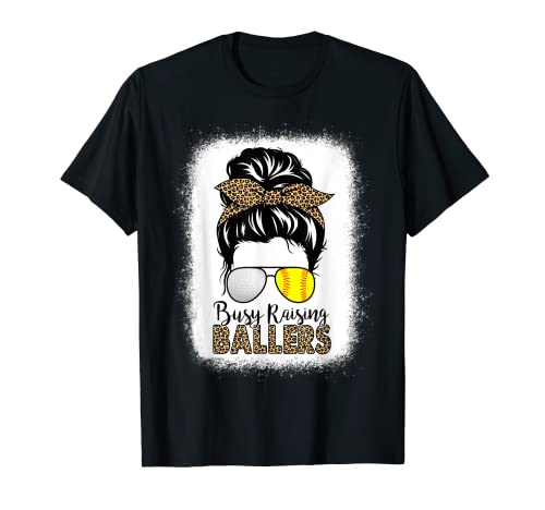 Golf Y Softbol Mamá Desordenado Bollo Leopardo Ocupado Levantar Ballers Camiseta