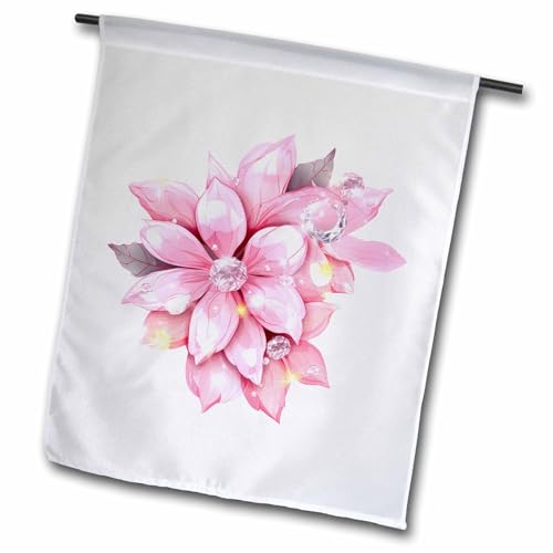 3dRose Pretty Pink Flowers and Image Of Diamonds Illustration - Flags (fl-383674-2) - Main Image
