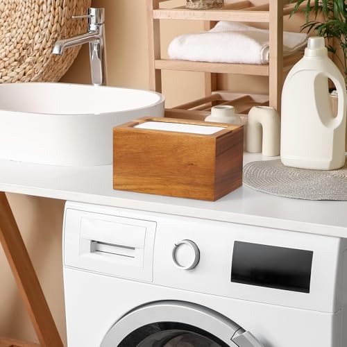 CMLKLZD Dryer Sheet Holder, Acacia Wood Laundry Sheets Container, Laundry Room Organization and Storage for Farmhouse Laundry Room Decor and Accessories, Fabric Sheet Dispenser by CMLKLZD - Used condition - Image 5
