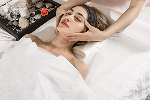 LIFESOFT 100 Count Disposable Facial Spa Headbands Individual Wrapped (Black)