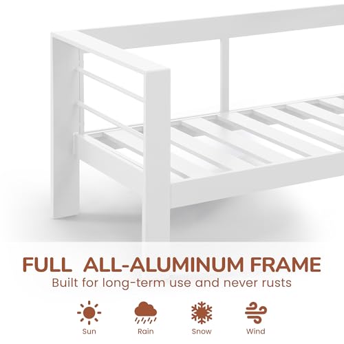 Solaste Aluminum Patio Furniture Set with 55 inch Fire Pit Table, 5 Piece Metal Outdoor Furniture with Water-Resistant Cushions, Modern Patio Conversation Set for Balcony, Front Porch, and Backyard