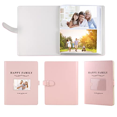 Frankmate Photo Album 4X6 128-Pocket Photos Leather Frame Cover Family Photo Album Bookshelf Picture Album Book Simple Design White Page #TOP4
