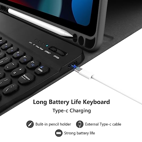 Image of Compatible for iPad 9th 8th 7th Generation Keyboard Case 10.2inch for iPad Air 3 Case with Keyboard, Bluetooth Keyboard for iPad Pro 10.5 3rd Gen), Slim Leather Cover for iPad 2021 /2020 /2019 Black