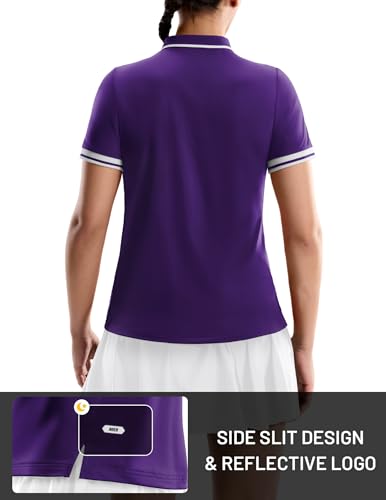 Image of MIER Golf Polo Shirts for Women - 1 /4 Zip Short Sleeve Tennis Tops, Dry Fit