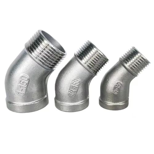 Coude 45° en acier inoxydable raccord fileté gaz huile eau 1In