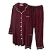 Produktbild WILLQ Pyjama Set Langarm Nachtwäsche Damen Button Down Nachtwäsche Soft Lounge Sets,Rot,4XL