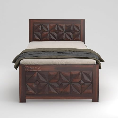 Image of Solid Sheesham Wood Bed 6.5X3 Single Bed Without Storage for Bedroom - Single Cot Wooden BedSingle Size for Living Room Guest Room - 12 Month Warranty (Asher Walnut)