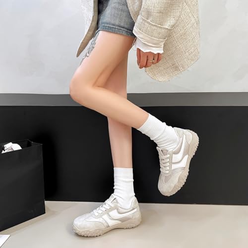 Womens Fashion Sneakers for 2025 Suede Lace Up Fashion Sneakers for Women – Casual Chic and Comfortable for Street Strolling Campus Activities (Red White,5)4