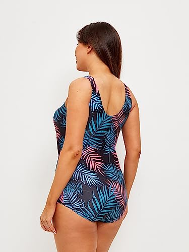 Red Peony Womens Mastectomy Pocketed one-Piece Swimsuit4