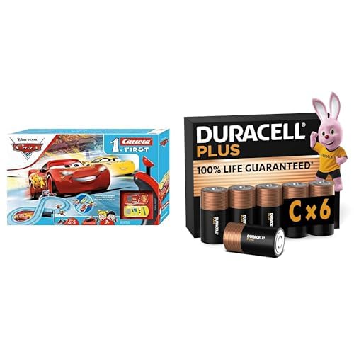 Carrera First Disney Cars Circuit 2,4m, 3+ Ans, & Duracell Plus C 6 pcs