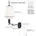 IC INSTANT COACH Swing Arm Wall Lamp Plug in Wall Mount Opaque Ivory Linen Shade 40W 2-Way Cord Covers(1 Light)