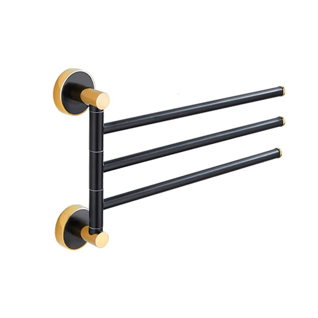 Toallero giratorio de cobre negro y dorado multi-varilla móvil para baño