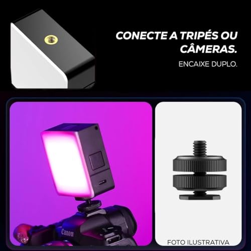 Mini Luz Led RGB Fotos Videos 5600K Recarregável Tomate MLG-106