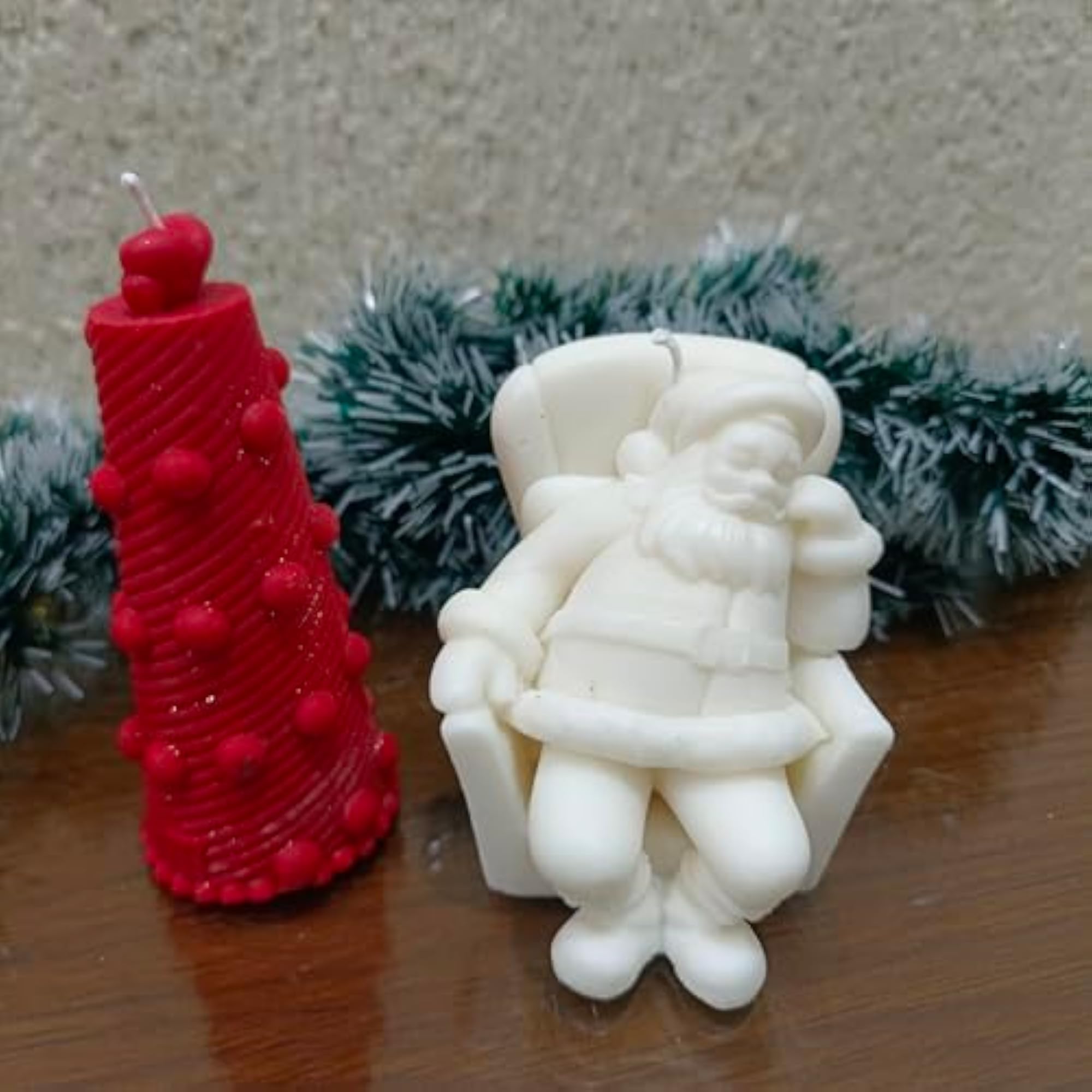 Santa Lighthouse Pole Christmas Candle Combo