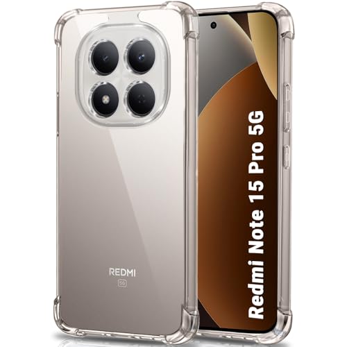 Image of TheGiftKart Crystal Clear Back Cover Case for Mi Redmi Note 15 Pro 5G | Shockproof Soft TPU Case | Cushioned Edges for Ultimate Protection Back Cover Case (TPU, Transparent)