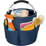 IPEB Reinigungs-Caddy-Organizer mit Griff, faltbar, Reinigungseimer, Reinigungswerkzeug-Eimer, Werkzeugtasche mit mehreren Taschen, für Reiniger und Haushälter, Marineblau