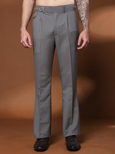 Image of Gurkha Pants for Men | Trouser for Men | Formal Pant | Single Buckle | Bell Bottom Trouser High Waist Pleated Casual Trousers | Flared Bottom Leg Pants for Office Smart Casual Travel Party
