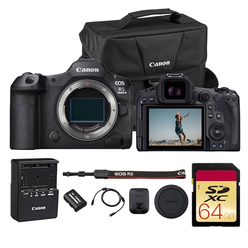 Image of Canon EOS R5 Mark II Mirrorless Camera | Flagship Hybrid Power, Refined for Next-Gen Creators (6536C002) + 64GB Memory Card + Shoulder Bag